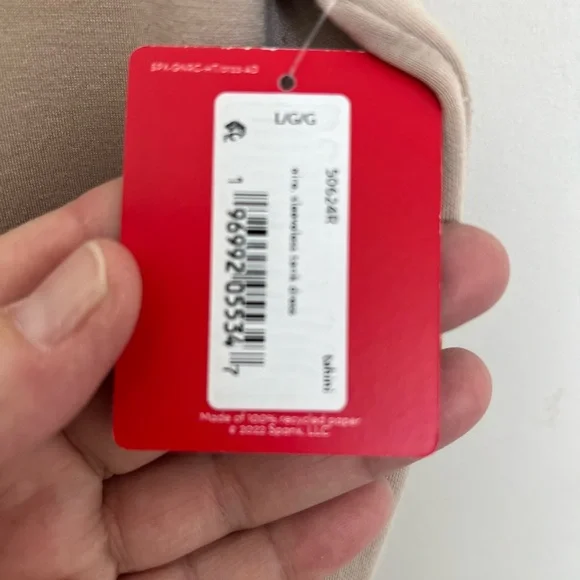 SPANX AirEssentials Tank‎ Dress Tahini Scuba Knit Sleeveless Belted NWT Size L - Picture 8 of 8